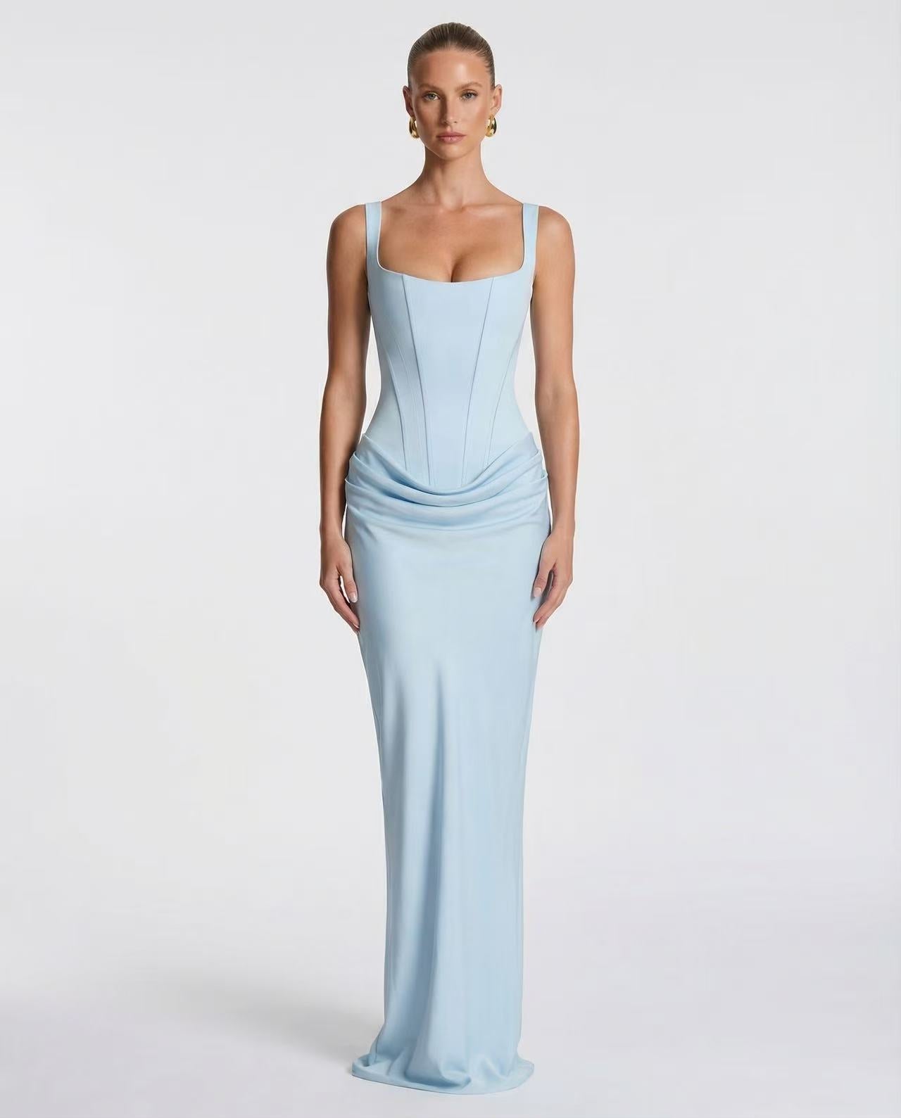 Sleeveless Backless Bodycon Long Dress with Fish Tail Hem