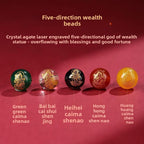Five-Way Fortune God Cinnabar Bracelet with Beads